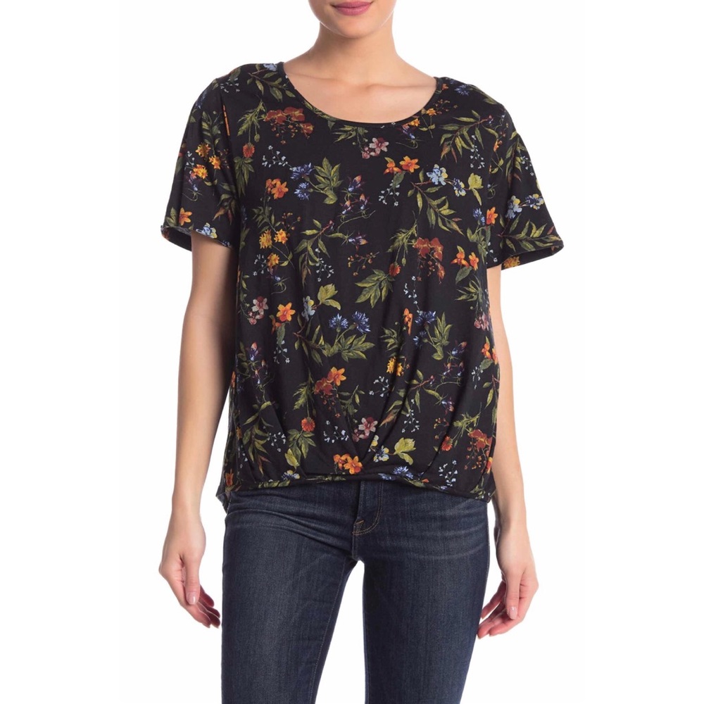 Alkamy Bubble Hem Floral Tee NWT